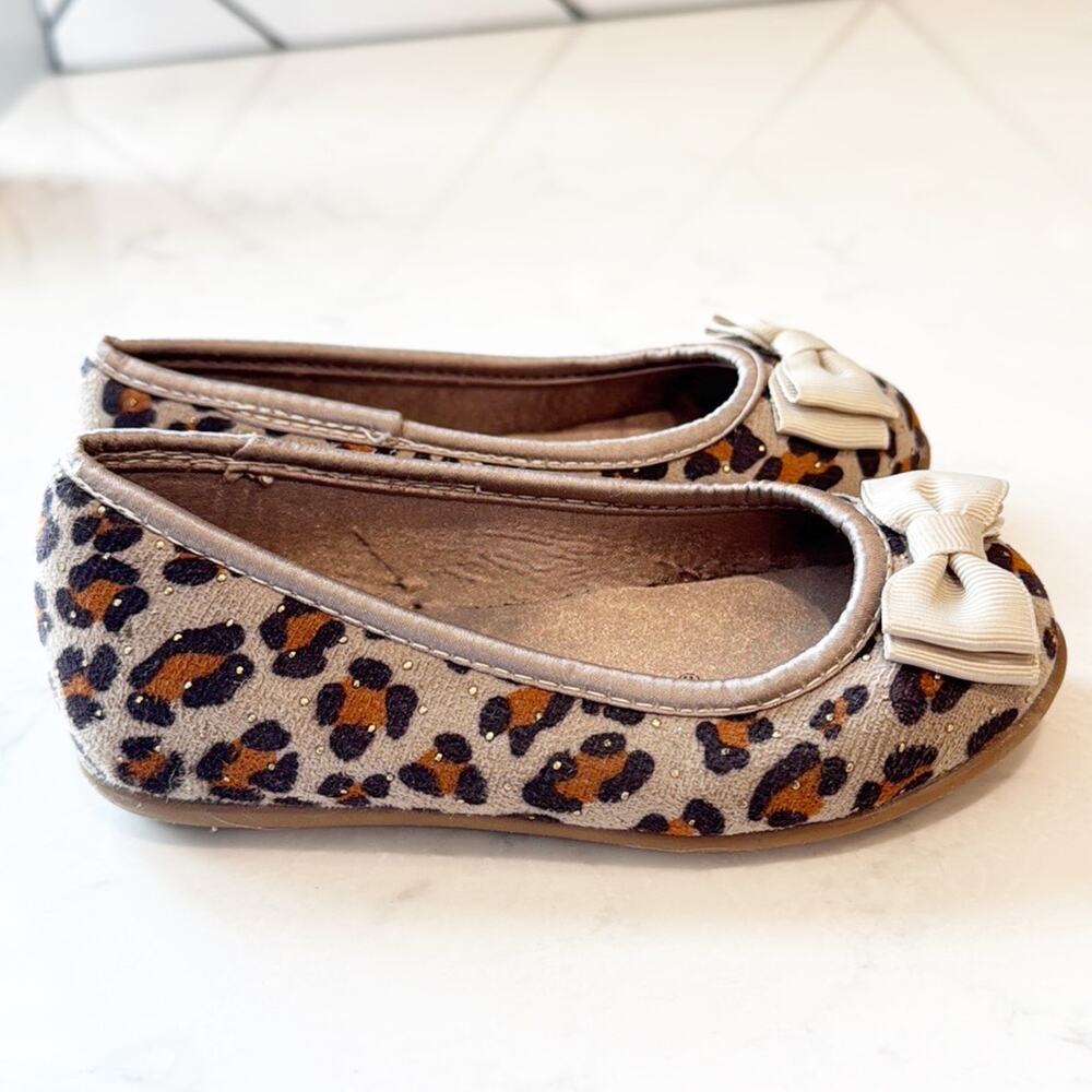 The Doll Maker Suede Leopard Ballet Flat tiny gold  studs size 7 little girls